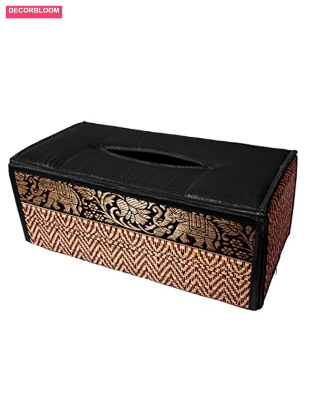 Handmade Reed Tissue Box Cover with Satin Trim Sheath 100% Cotton Rectangular